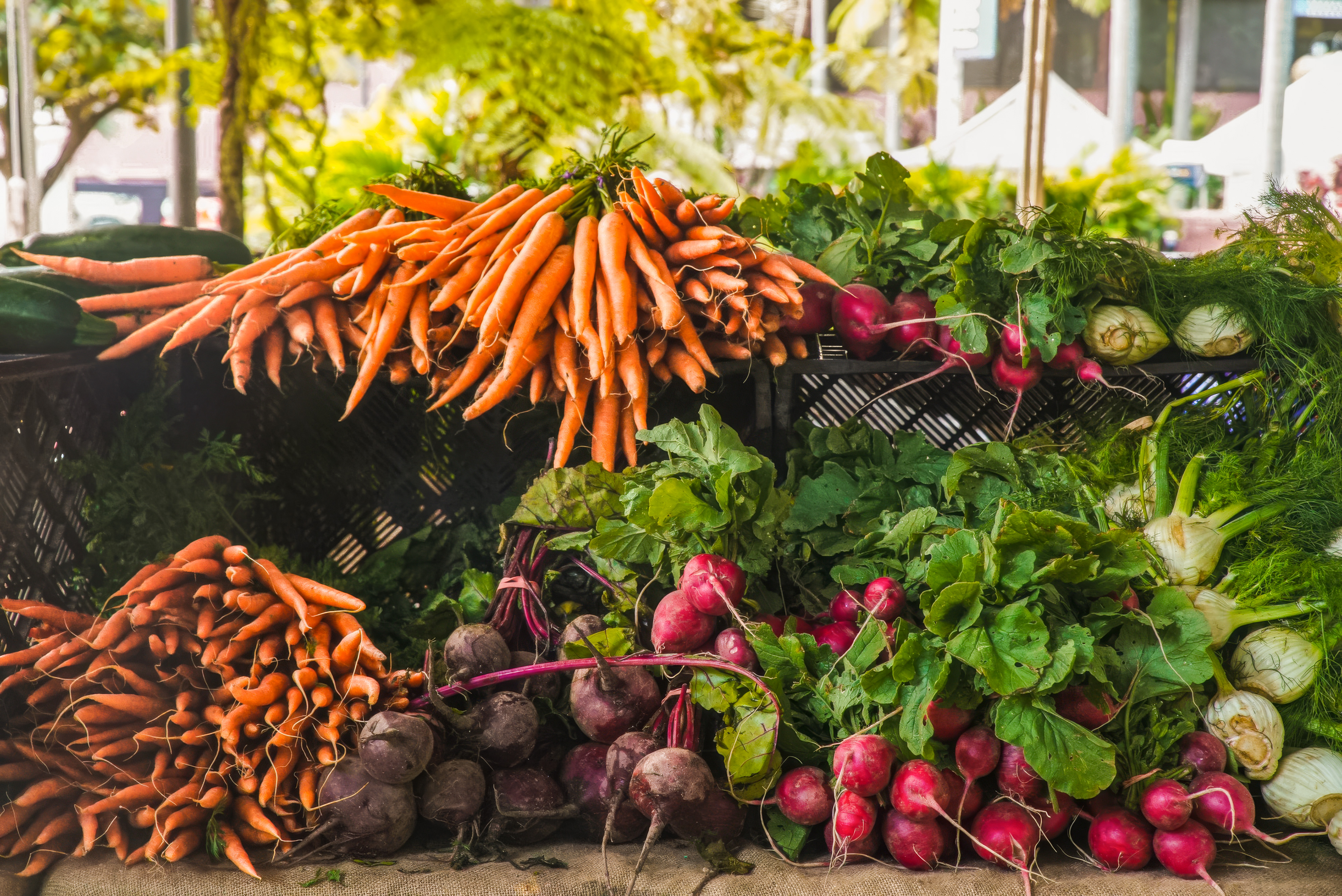 veggies at a farmers market